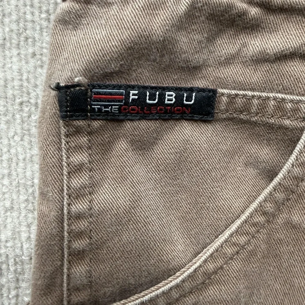 FUBU The Collection Cargo Shorts Mens 46‎ Brown Canvas Utility Big Tall Relaxed